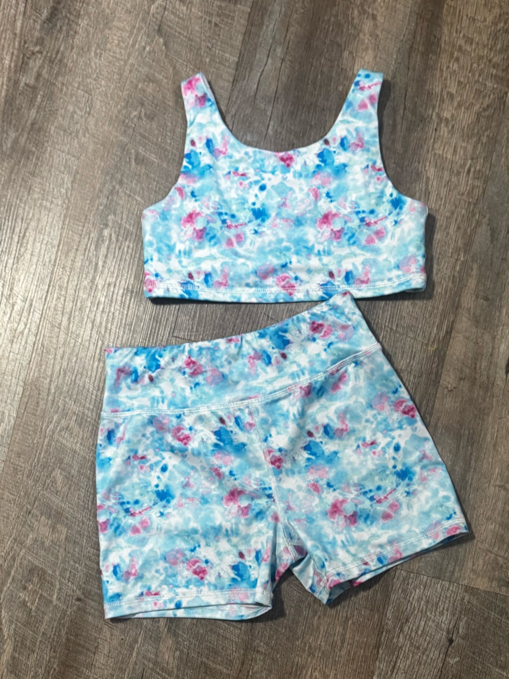 Athletic Works Girls Tie-Dye Active Set - Blue & Pink